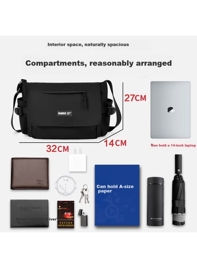 Pull Back Huili Canvas Shoulder Bag For Men, New Style, Portable Large Capacity Commuter Casual Crossbody Bag - Image 1