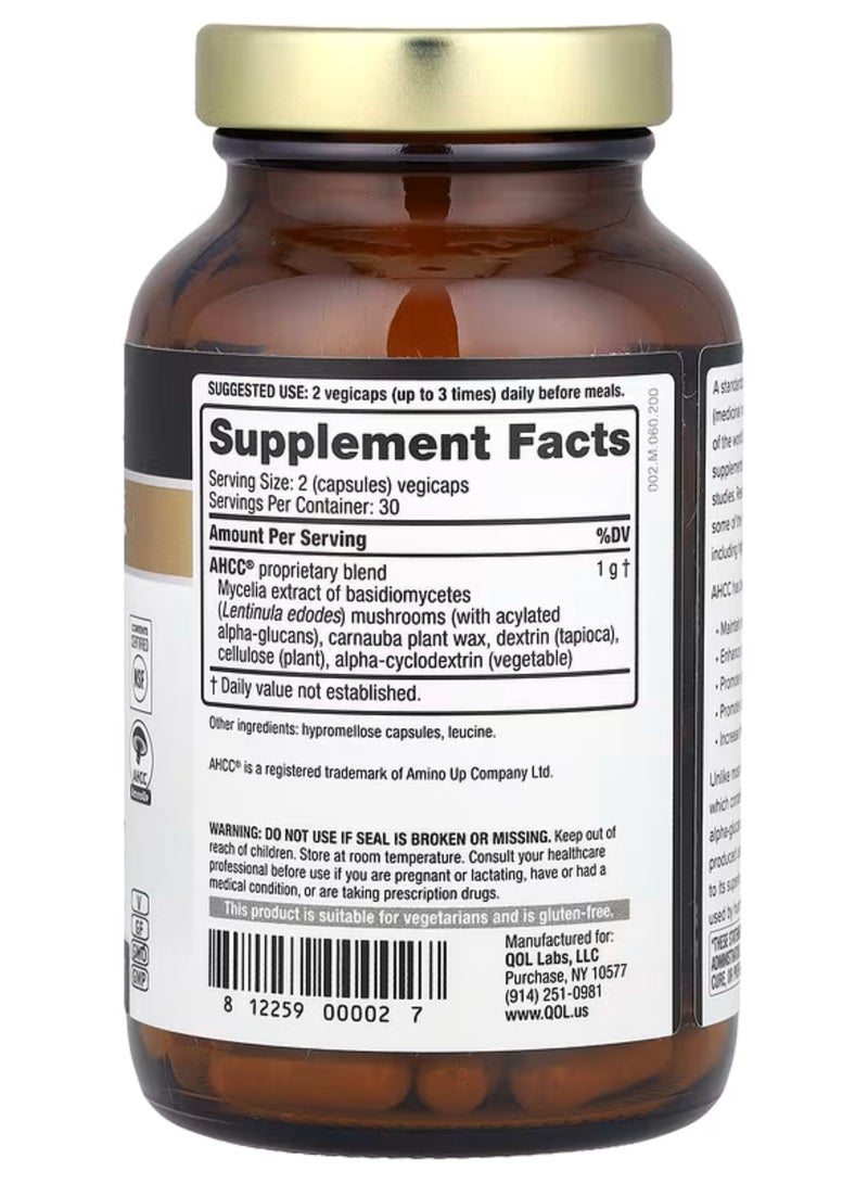 Quality of Life Labs, Kinoko Gold AHCC, with Acetylsalicylic Alpha Glucan, 60 Veggie Capsules - Image 2