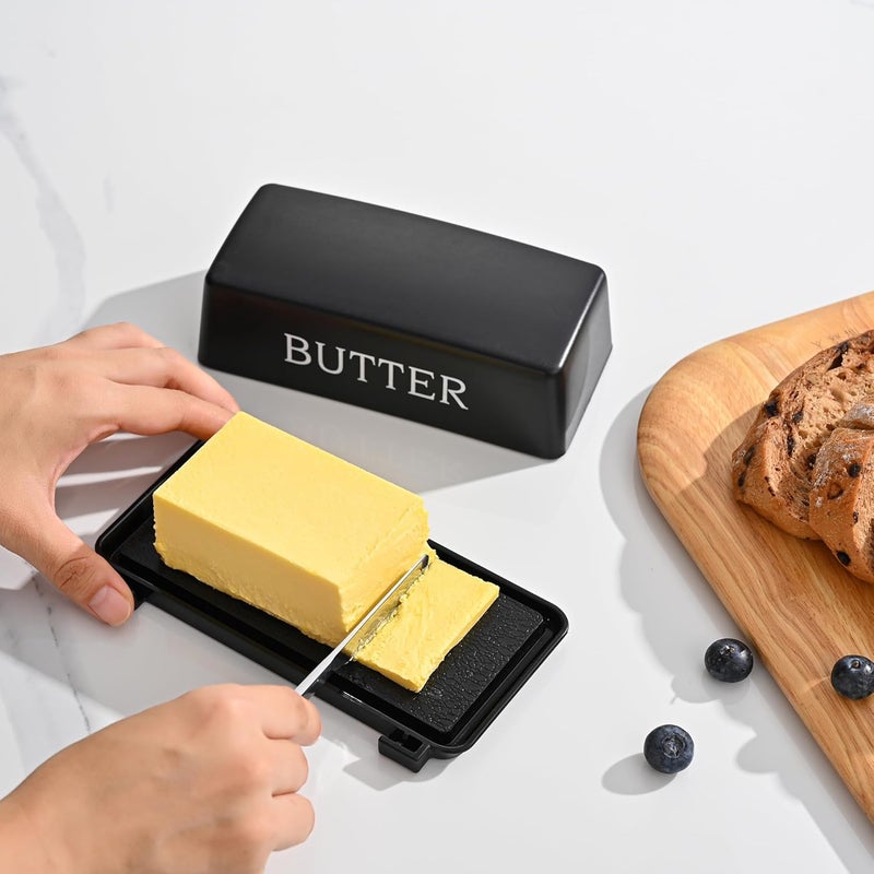 Dehov Butter Dish With Cover And Knife,Food Grade Plastic Butter Holder With Lid For Countertop,Black Dishwasher Safe Butter Storage Container - Image 5