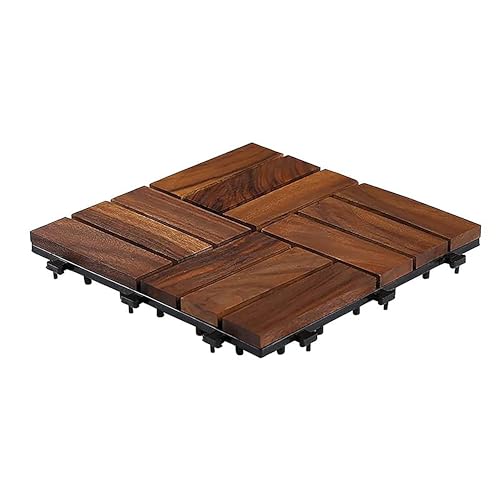 Sharpex Deck Tiles with Interlocking | 1 Piece Walnut Wood Floor Decking Water Resistant Tile for Balcony, Terrace, Garden | Quick Flooring Solution for Indoor/Outdoor (Dark Brown, 1 Piece) - Image 1