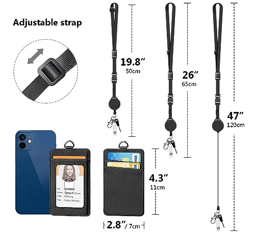 UpUGo Leather Badge Holder and Adjustable Retractable Lanyards, Quick Release Buckle and Safety Breakaway Lanyards with Swivel Metal Clasp for Offices, Staff, Students, Employees - Image 4
