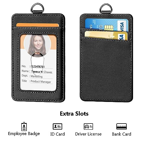 UpUGo Leather Badge Holder and Adjustable Retractable Lanyards, Quick Release Buckle and Safety Breakaway Lanyards with Swivel Metal Clasp for Offices, Staff, Students, Employees - Image 3