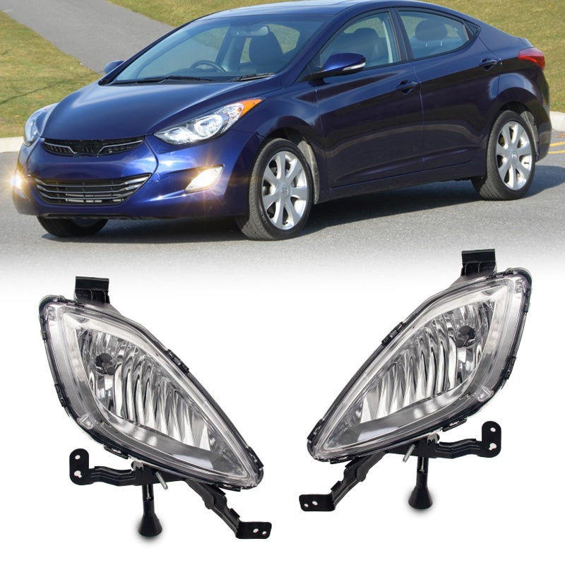WEZEMLIGHT Fog Lights Assembly Compatible With Hyundai Elantra 20112013 Included Switch And Wiring Kit OEM Part Number922023X020 922013X020 HY2592140 HY2593140Clear Lens