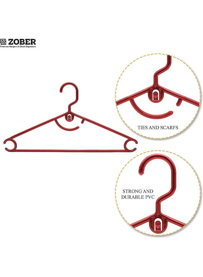 ZOBER Standard White Plastic Hangers Pack of 50 With Strap Hooks, Durable & Slim, Light-Weight For Shirts, Pants, Dresses Hangs upto 5.5 lbs - Image 4