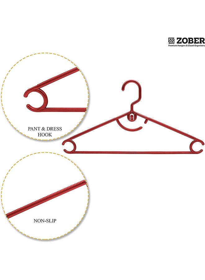 ZOBER Standard White Plastic Hangers Pack of 50 With Strap Hooks, Durable & Slim, Light-Weight For Shirts, Pants, Dresses Hangs upto 5.5 lbs - Image 5
