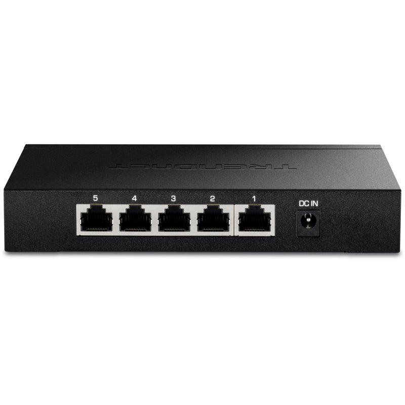 TRENDnet 5-Port Unmanaged 2.5G Gaming Switch, 5 x 2.5GBASE-T Ports, 25Gbps Switching Capacity, Backwards Compatible with 1000Mbps Devices, Fanless, Wall Mountable, Lifetime Protection, Black,TEG-S350 - Image 1