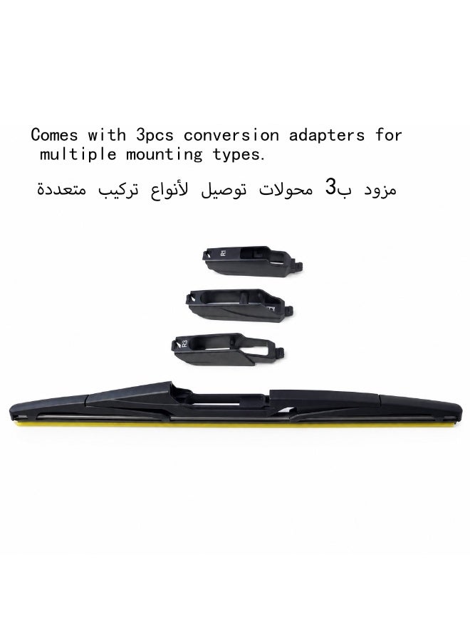 METO 1pc  Silicone Rear Windshield Wiper Blade 14" (350mm), High Temperature & Sand Resistant, Comes with 3pcs Conversion Adapters, Easy DIY Installation, No Special Tools Required, Direct Replacement for Original Rear Wiper, Fits Hyundai Tucson, Toyota RAV4 GCC Spec - Image 2