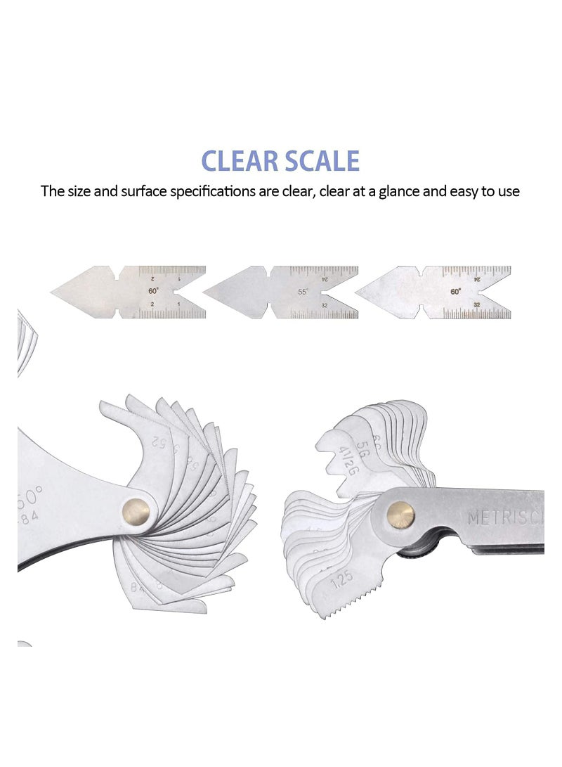 Zikra Thread Pitch Gauges Measure Tool 3 Pcs 55 & 60 Degree Metric System Centre Gage  + 51Pcs America SAE Type + 52 Pcs Metric & America SAE Type & British Whitworth - Image 4