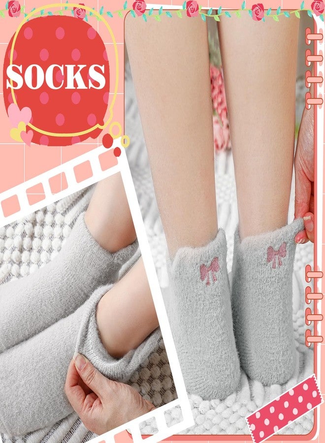 Skicuff جوارب Skicuff النسائية المزينة بفيونكة، 5 أزواج، جوارب ناعمة ومريحة للكاحل، هدية مثالية للنساء والفتيات في فصل الشتاء وعيد الحب (ألوان متنوعة) - Image 5