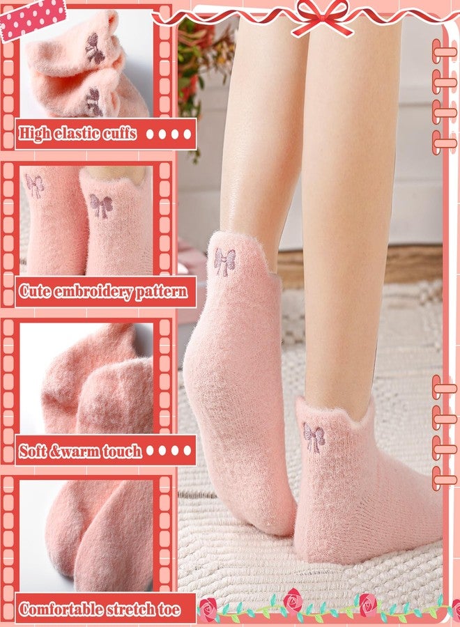 Skicuff جوارب Skicuff النسائية المزينة بفيونكة، 5 أزواج، جوارب ناعمة ومريحة للكاحل، هدية مثالية للنساء والفتيات في فصل الشتاء وعيد الحب (ألوان متنوعة) - Image 2