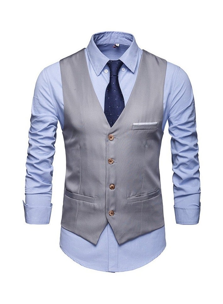 KUYING New Men's British Fashion Slim Fit Suit Vest 