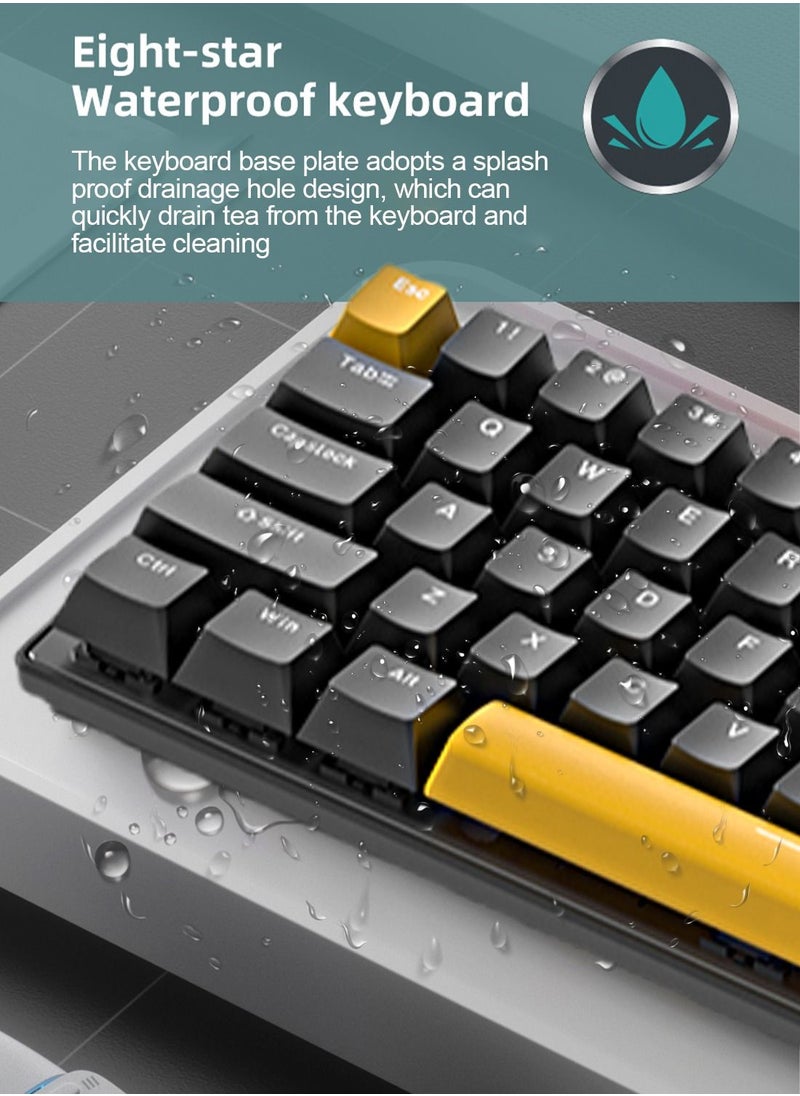 Flash Hawk 65% Wired Blue Switch Gaming Keyboard with RGB Backlit, 68 Keys Hot-Swappable Compact Mechanical Keyboard for PC Black/Yellow  - Image 5