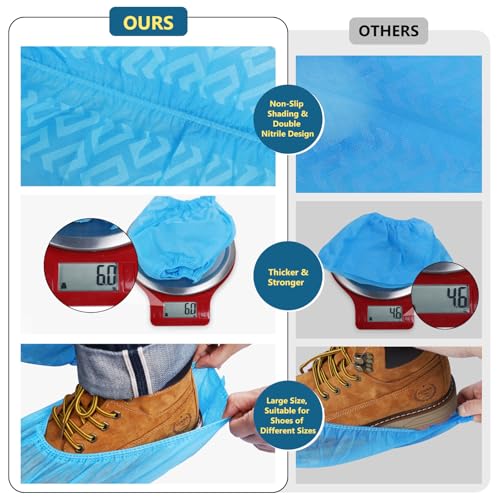 squish Shoe Covers Disposable Non Slip, Thick Extra Disposable Boot Covers Slip Proof Shoe Cover for Indoors Outdoors Recyclable Durable Protector Covers Fits Virtually Most Shoes 100 Pack(50 pairs) - Image 3