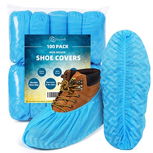 squish Shoe Covers Disposable Non Slip, Thick Extra Disposable Boot Covers Slip Proof Shoe Cover for Indoors Outdoors Recyclable Durable Protector Covers Fits Virtually Most Shoes 100 Pack(50 pairs) - Image 1