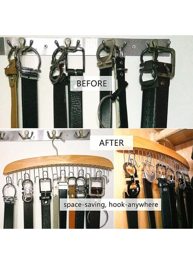 Hihonor Belt Hanger, 2 Pack 12 Hooks Belt Rack, 360 Degree Swivel Wooden Hangers, Non Slip Durable Hanging Closet Organizer Accessories Holder for Belt, Ties, Scarves, Tank Tops - Image 2