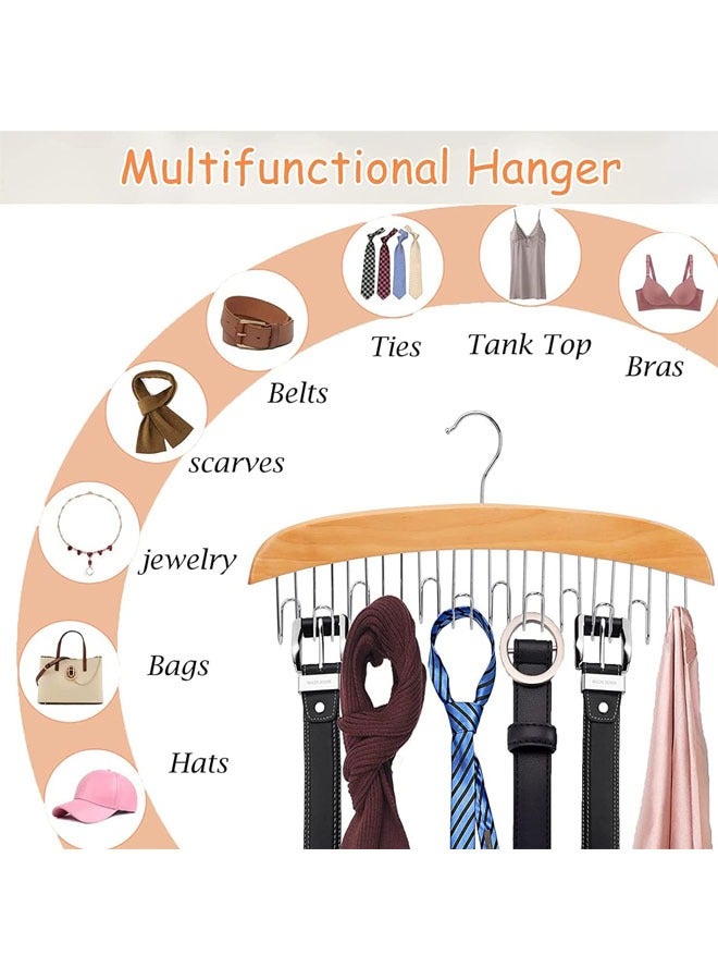 Hihonor Belt Hanger, 2 Pack 12 Hooks Belt Rack, 360 Degree Swivel Wooden Hangers, Non Slip Durable Hanging Closet Organizer Accessories Holder for Belt, Ties, Scarves, Tank Tops - Image 5