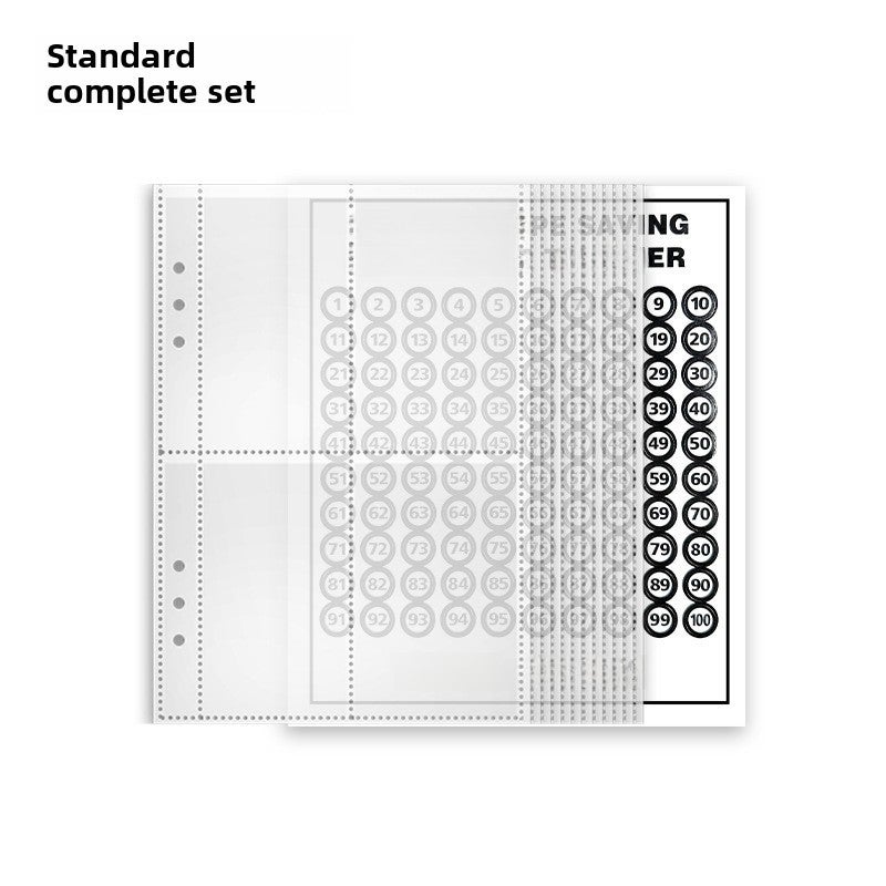 Generic A5 6-Ring Binder Refill, 100-Day Savings Challenge Standard full set of inner core (four-palace card film 25 round cardboard) 