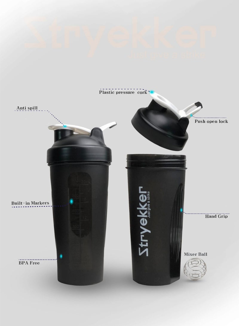 Stryekker Protein Shaker Bottle – Transparent Black, BPA-Free, 28oz, Leak-Proof Lid - Image 5