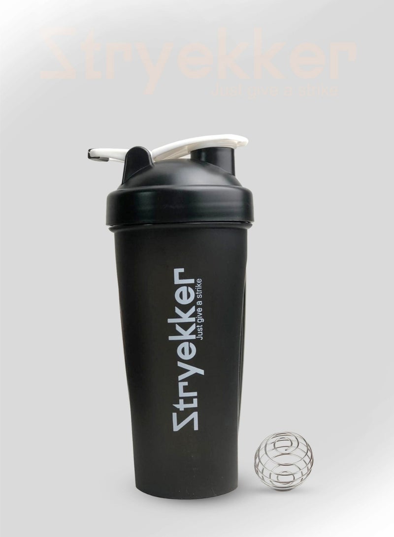 Stryekker Protein Shaker Bottle – Transparent Black, BPA-Free, 28oz, Leak-Proof Lid - Image 1