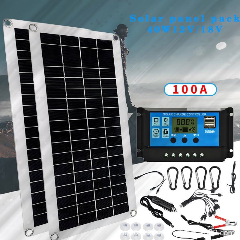 40W Solar Panel Kit Dual 12V USB With 100A Controller Solar Cells Poly Solar Cells for Car Yacht RV Battery Charger - Image 4