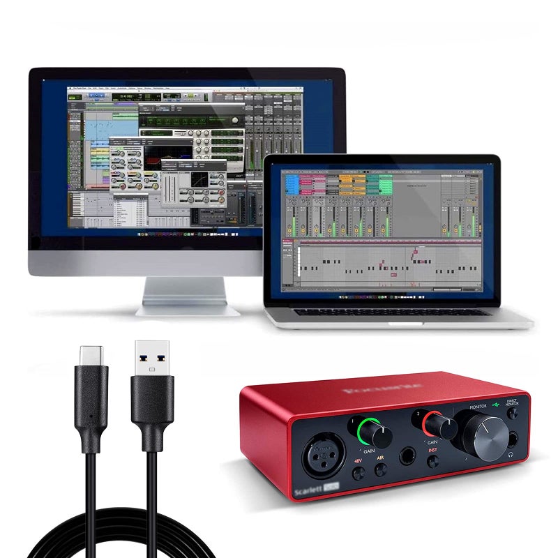 weishan Type C to USB Cable Compatible with Focusrite Scarlett Solo(3rd Gen), Scarlett 2i2(3rd Gen) USB Audio Interface, with USB C Male to USB Female Adapter, 6.6 ft - Image 5