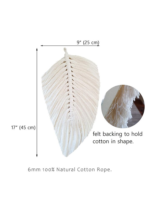 انتيكيانو زينة مكرمية معلقة على الحائط للديكور بتصميم اوراق وريش مع خرز خشب - Image 4