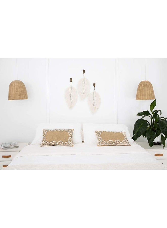 انتيكيانو زينة مكرمية معلقة على الحائط للديكور بتصميم اوراق وريش مع خرز خشب - Image 2