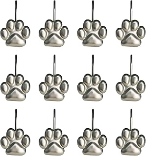 Sunlit Fashion Design Cute Paw Print Polished Shower Curtain Hooks for Dog Cat and Bear, Rust Proof Oil Rubbed Metal - Image 1