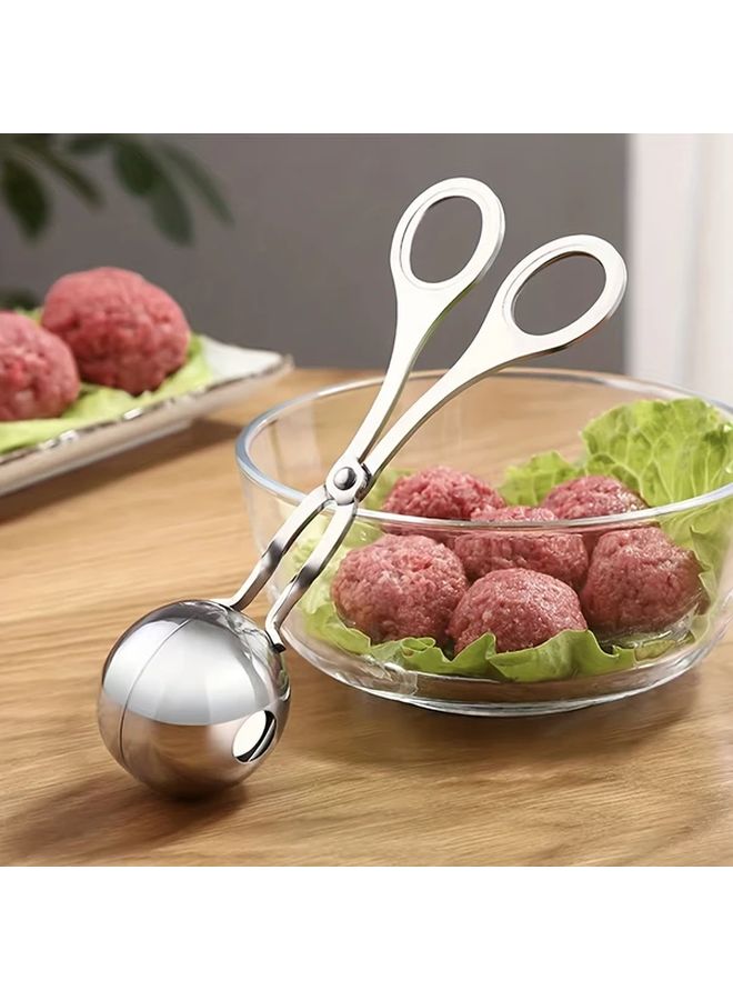 أداة صنع كرات اللحم غير اللاصقة بتصميم قشرة كروية وسطح سهل التنظيف باللون الفضي - Image 5
