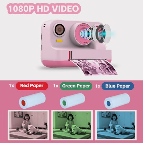 ROYALBAIDE Instant Print Camera for Kids,Instant Digital Camera,Christmas Birthday Gifts for 3-16 Year Old Girls Boys,Portable Toddlers Camera Toy Printer with 32G Card & 3 Rolls Printing Paper - Image 2
