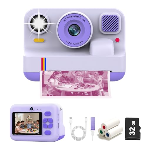 ROYALBAIDE Instant Print Camera for Kids,Instant Digital Camera,Christmas Birthday Gifts for 3-16 Year Old Girls Boys,Portable Toddlers Camera Toy Printer with 32G Card & 3 Rolls Printing Paper - Image 1