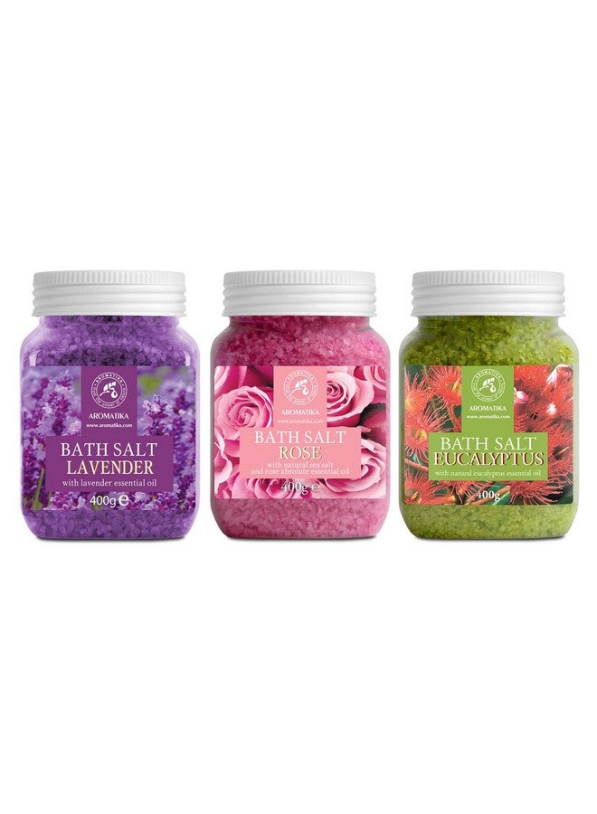 Aromatika مجموعة أملاح الاستحمام 42 أونصة لافندر روز إكاليبتوس 100% أملاح استحمام لافاندا روز إكاليبتوس الأفضل لنوم جيد تخفيف التوتر العناية بالجسم الجمال الاسترخاء سبا - Image 2