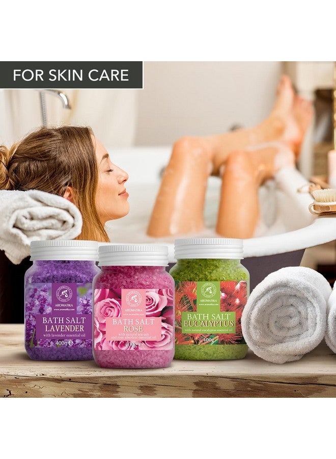 Aromatika مجموعة أملاح الاستحمام 42 أونصة لافندر روز إكاليبتوس 100% أملاح استحمام لافاندا روز إكاليبتوس الأفضل لنوم جيد تخفيف التوتر العناية بالجسم الجمال الاسترخاء سبا - Image 5