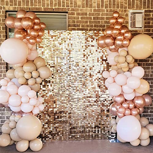 LuoluoHouse Square Shimmer Wall Backdrop Party Panels 24-Pack Sequin Wall Backdrop Champagne Tiktok Backgrounds for Wedding Anniversary Birthday Engagement and Bachelorette Parties - Image 4