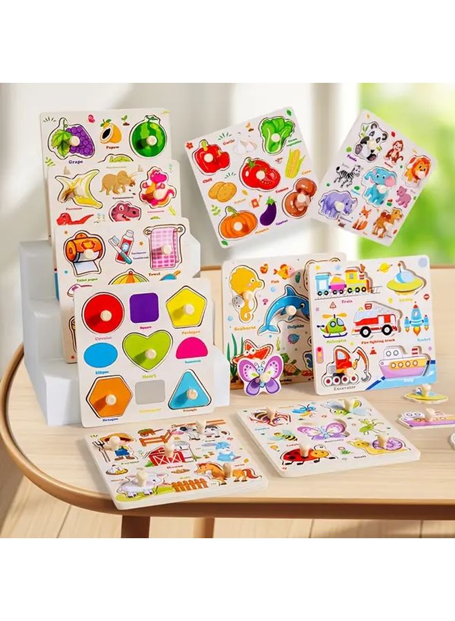 Farm Wooden 3D Puzzle Preschool Math Geometric Shape Matching Toy For Cognitive Learning - Image 2