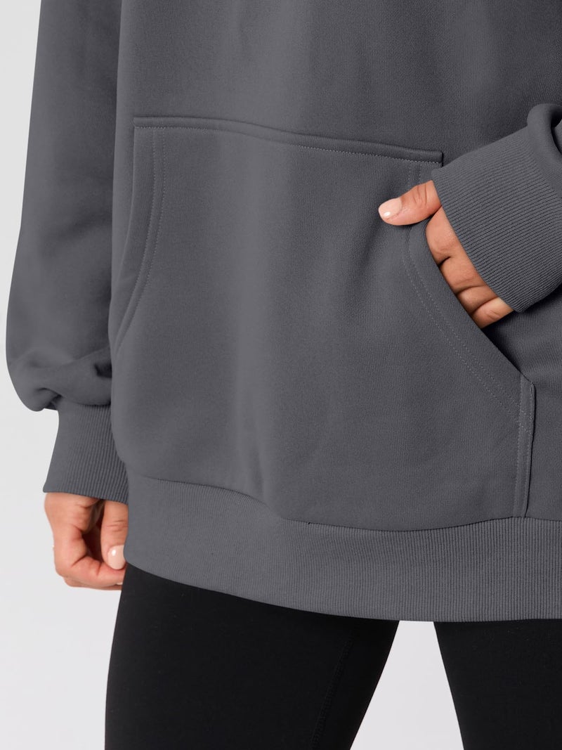 AUTOMET Womens Oversized Hoodies Fleece Trendy Sweatshirts 2026 Pullover Dark Grey XL - Image 5