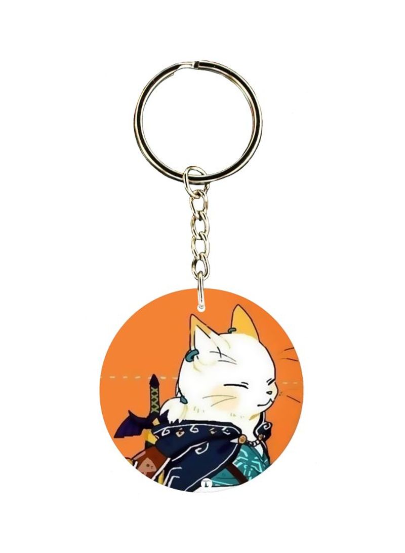 Cat Printed Single Sided Keychain