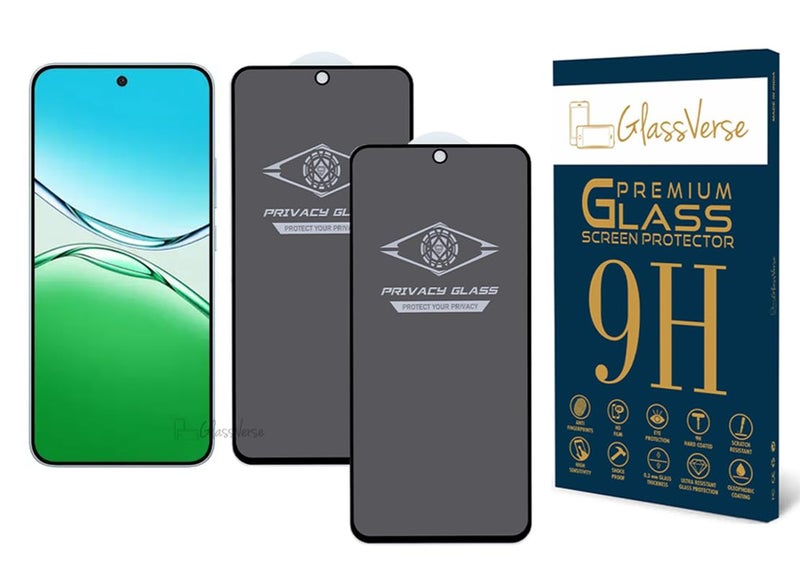 GlassVerse Ultra Privacy Tempered Glass For Oppo F29 5G (Pack Of 2) with Free Installation Kit. Edge To Edge. (In-Screen FingerPrint Lock will not work with the Privacy Guard) - 6.7 inch - Image 1