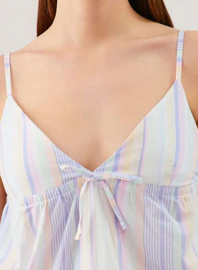 UNDIZ Cotton striped top Green