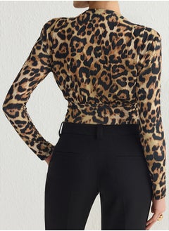 trendyol Brown-Multi Colorful Knitted Draped Snap Bodysuit TPRAW23BD00048  - Image 5