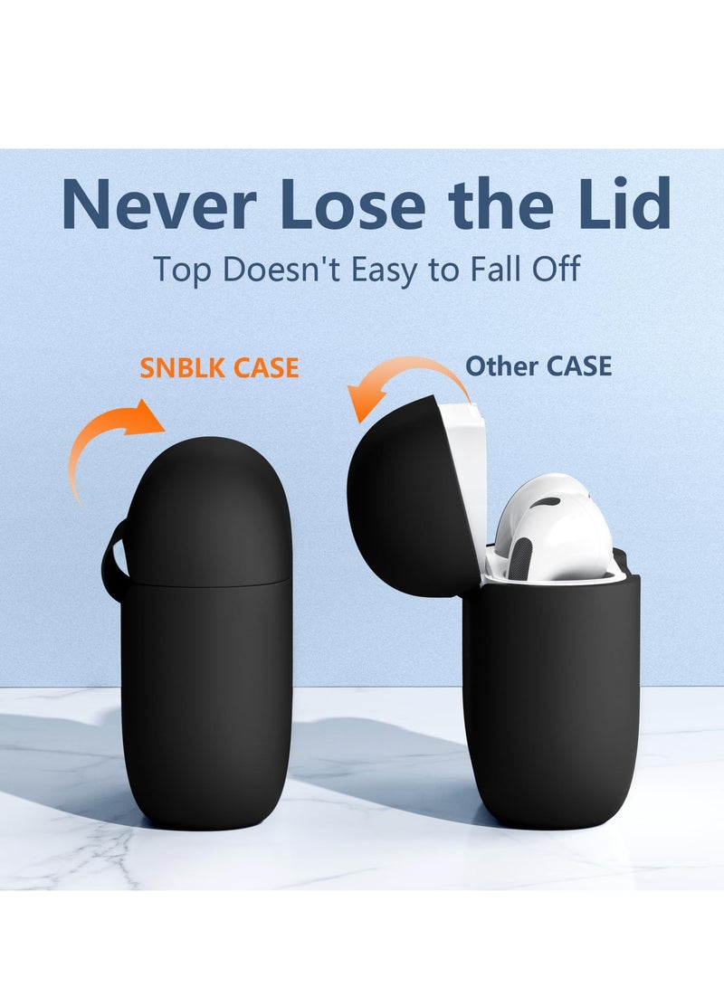 AirPods 3 Case Cover with Keychain Full Body Protective Shockproof Cute Soft Silicone Compatible with Airpods 3 Generation Cases 2021 for Women Men Front LED Visible Black - Image 2