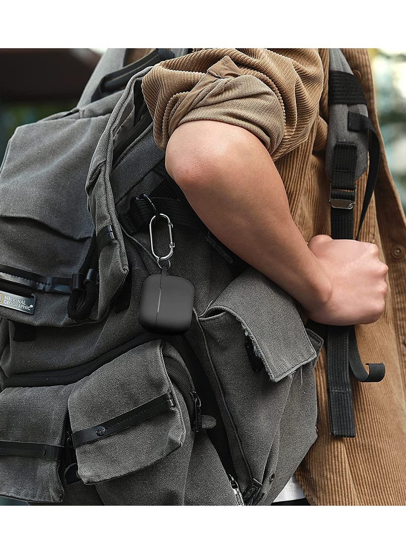 AirPods 3 Case Cover with Keychain Full Body Protective Shockproof Cute Soft Silicone Compatible with Airpods 3 Generation Cases 2021 for Women Men Front LED Visible Black - Image 4