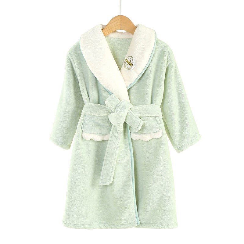 general Kids Coral Fleece Bathrobe Thick Warm Absorbent Long Sleepwear for Autumn Winter - Image 5