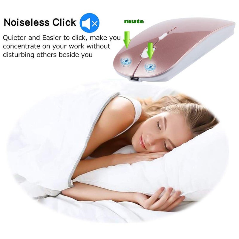 KLO Rechargeable Bluetooth Mouse for MacBook/MacBook air/Pro/iPad, Wireless Mouse for Laptop/Notebook/pc/iPad/Chromebook (Rose Gold) - Image 2