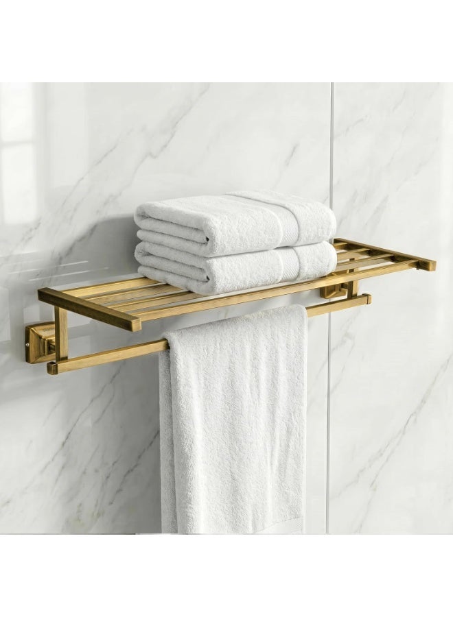 Plantex 304 Grade Stainless Steel Towel Rack/Towel Holder for Bathroom/Towel Hanger/Stand/Bathroom Accessories Set - Squaro (Brass Antique Finish) - Image 1