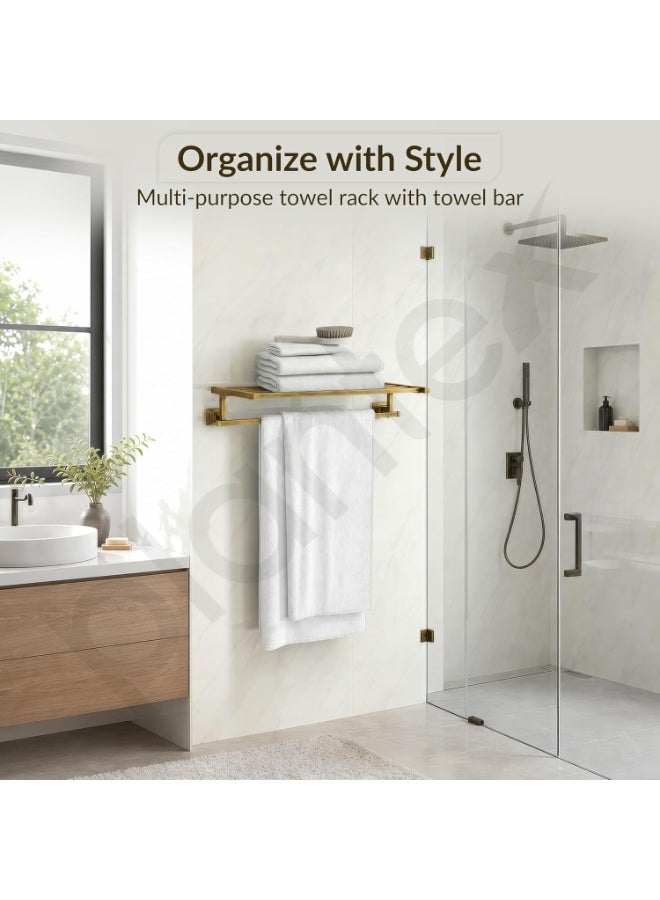 Plantex 304 Grade Stainless Steel Towel Rack/Towel Holder for Bathroom/Towel Hanger/Stand/Bathroom Accessories Set - Squaro (Brass Antique Finish) - Image 2