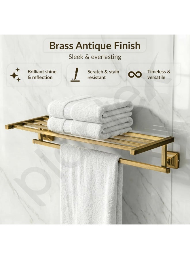 Plantex 304 Grade Stainless Steel Towel Rack/Towel Holder for Bathroom/Towel Hanger/Stand/Bathroom Accessories Set - Squaro (Brass Antique Finish) - Image 4