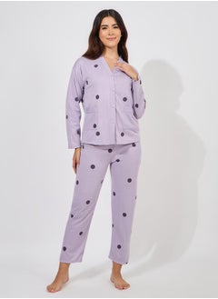 Polka Dot Print Long Sleeve Shirt & Pyjama Set