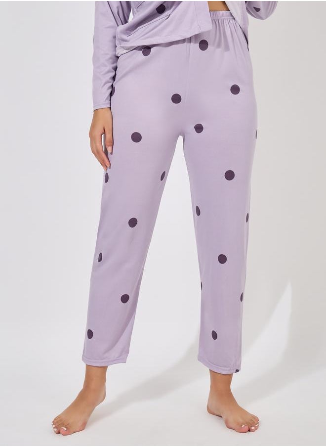 Styli - Polka Dot Print Long Sleeve Shirt & Pyjama Set - Image 1
