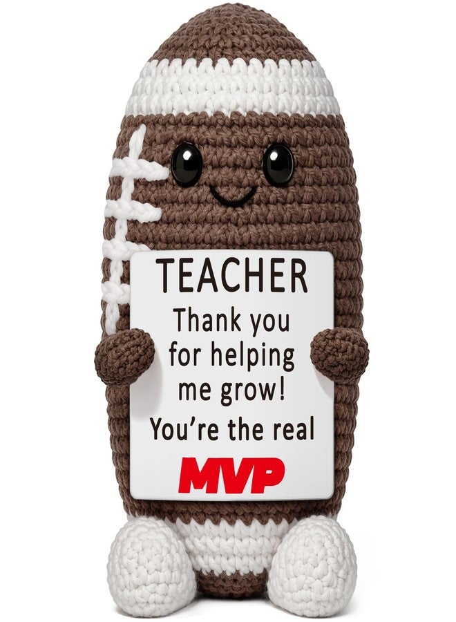 WELLBANEE Teacher Appreciation Gifts for Men, Thank You Football Coach End of Year Graduation Present, MVP Gift for Mentor, Small Crochet Desk Decor - Image 1